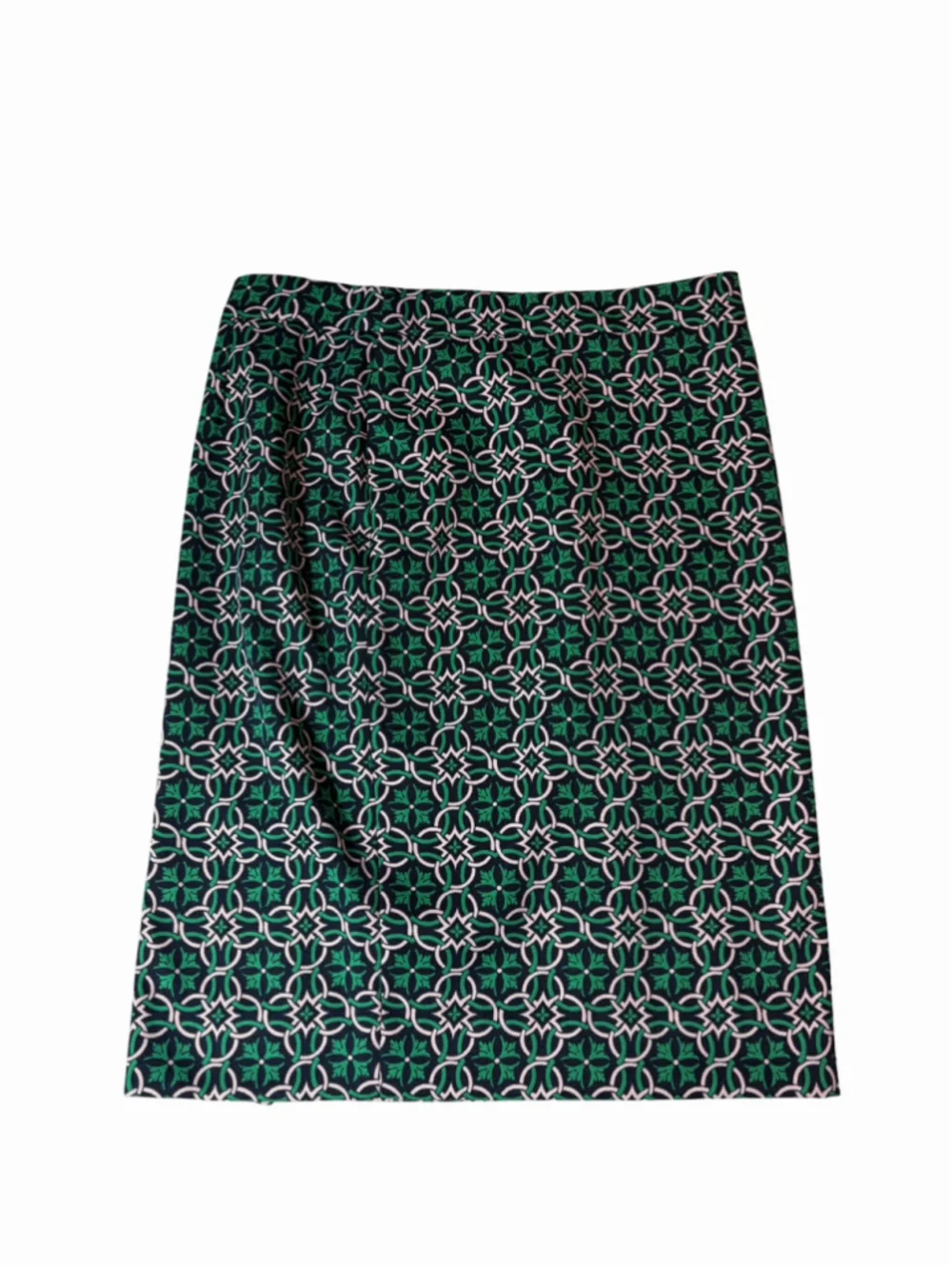 J. Crew Womens Size 8 Geometric Print Pencil Skirt Green Navy Pink Lined